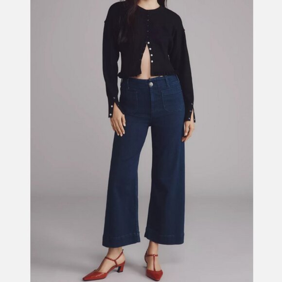 Anthropologie The Colette Crop High-Rise Wide-Leg Jeans by Maeve 26P 26 P NWT - Picture 4 of 8
